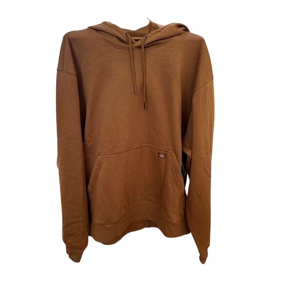 Dickies Hoodie Brown Cotton Blend Pullover Sweatshirt Logo Sleeve Graphic 2XL - Picture 1 of 5